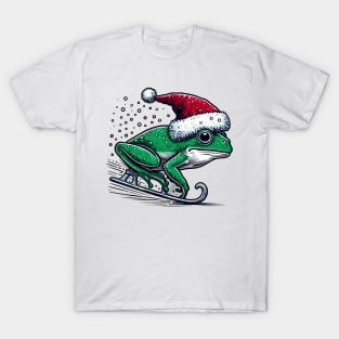 Frog Ice Skating Christmas T-Shirt